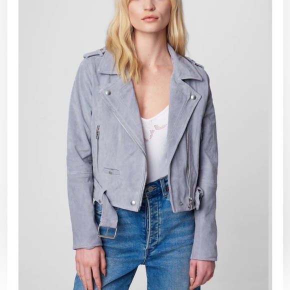 Blank NYC Jackets & Blazers - BLANK NYC Suede Moto Jacket Cloud Grey Size Small NWOT Genuine Leather Biker